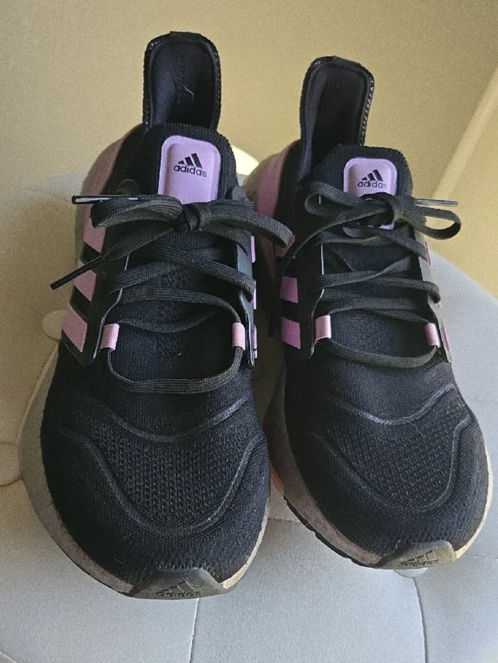 adidas Black and Light Pink Ultraboost Sneakers